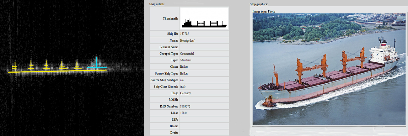 Image showing a database return of a ship alongside the actual ship.