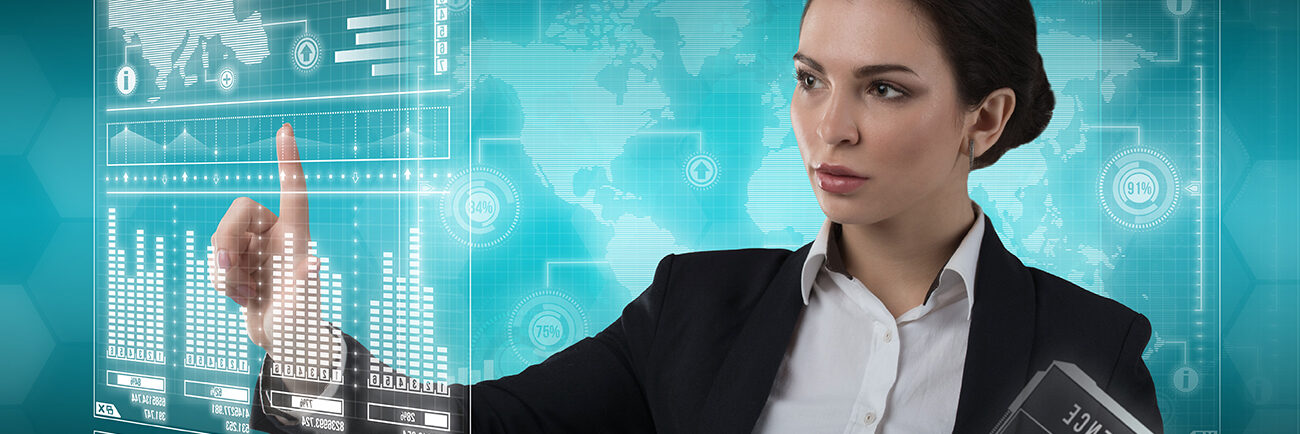 Woman using a high tech interface